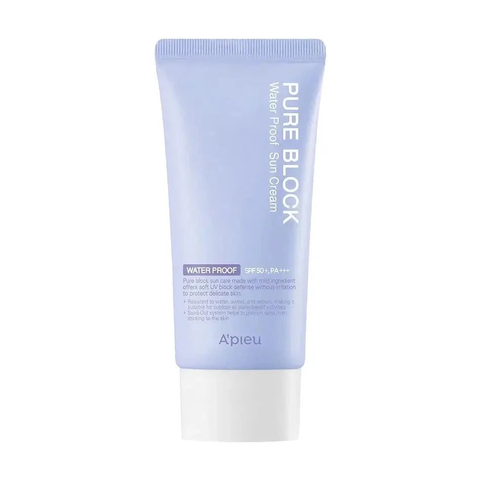 Ūdensizturīgs sauļošanās krēms priekš sejas A'pieu Pure Block Water Proof Natural Sun Cream SPF50 PA+++