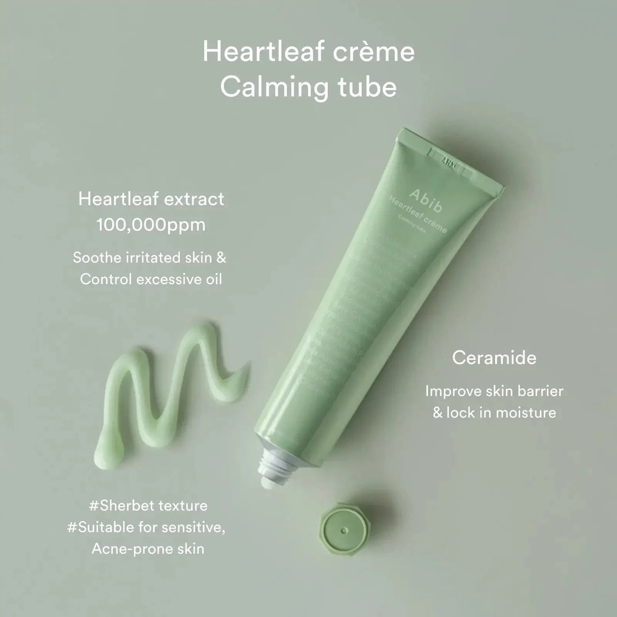 Nomierinošs krēms ar houtūnijas ekstraktu Abib Heartleaf creme Calming tube