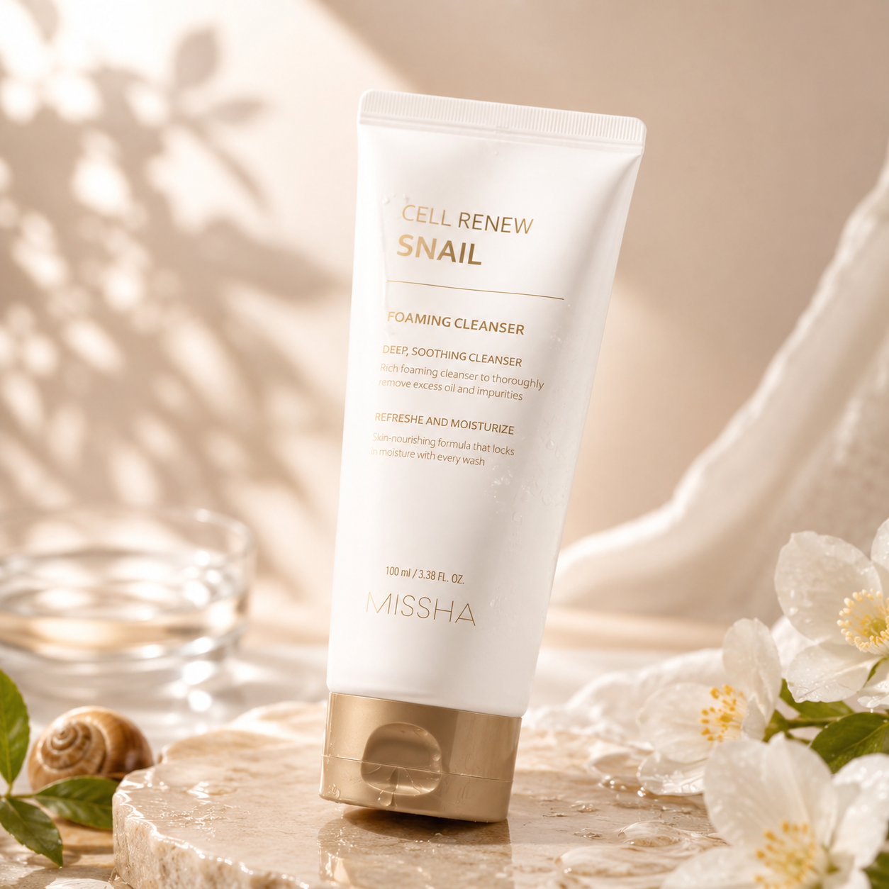 Facial cleansing foam with snail mucus extract Missha Super Aqua Cell Renew Snail Cleansing Foam