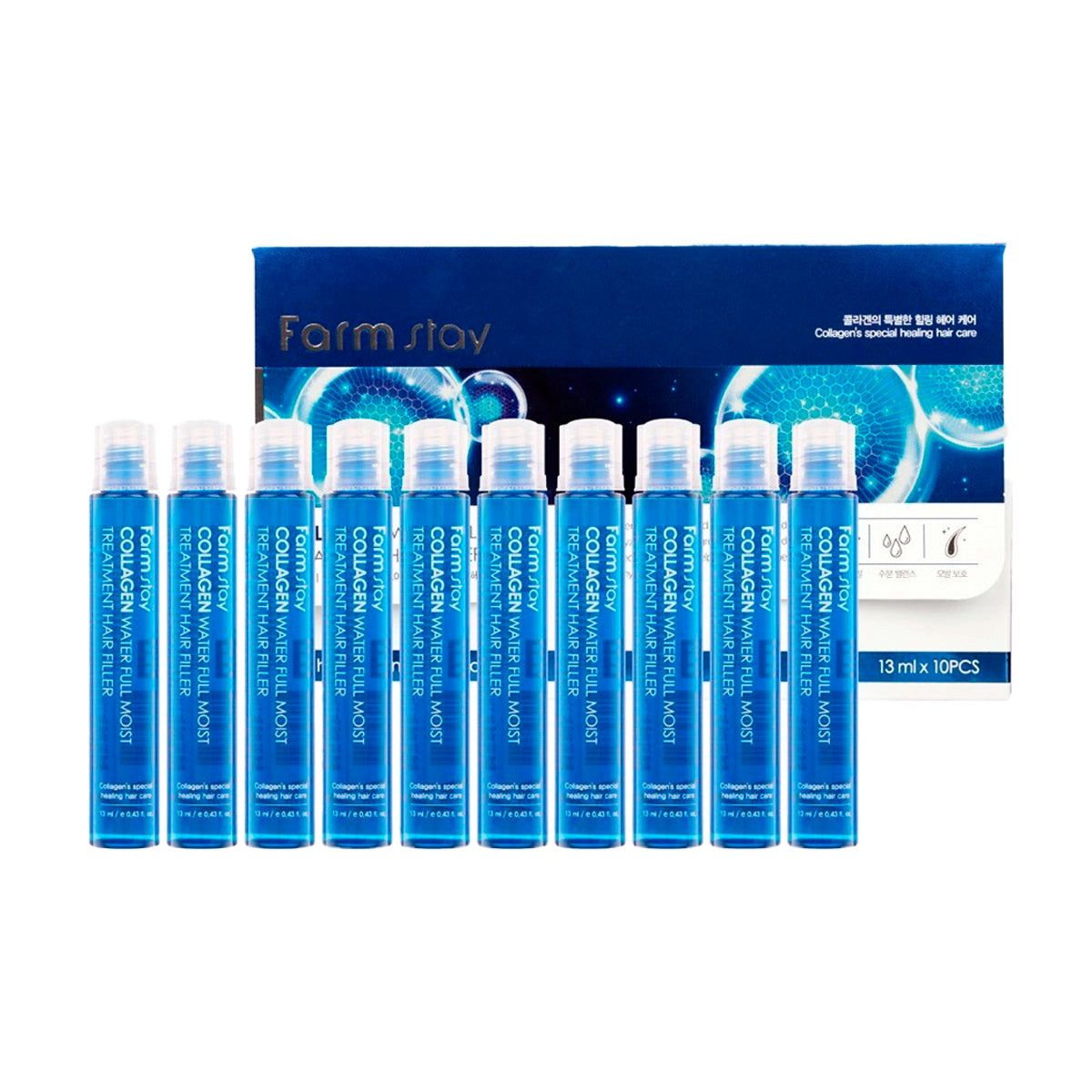 Kolagēna filleris matu atjaunošanai un spīdumam Farmstay Collagen Water Full Moist Treatment Hair Filler