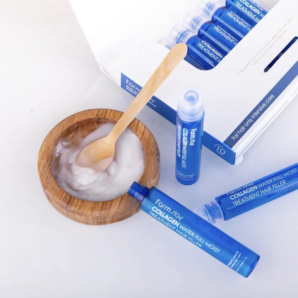 Kolagēna filleris matu atjaunošanai un spīdumam Farmstay Collagen Water Full Moist Treatment Hair Filler