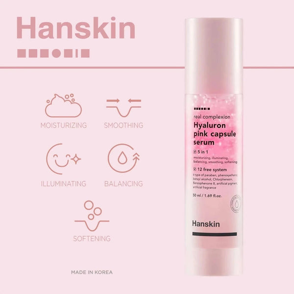 Hialurona serums Hanskin Real Complexion Hyaluron Pink Capsule Serum
