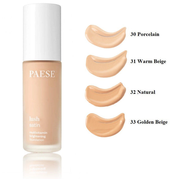 Ādas toni izlīdzinošs tonālais krēms Paese Face Foundations Lush Satin