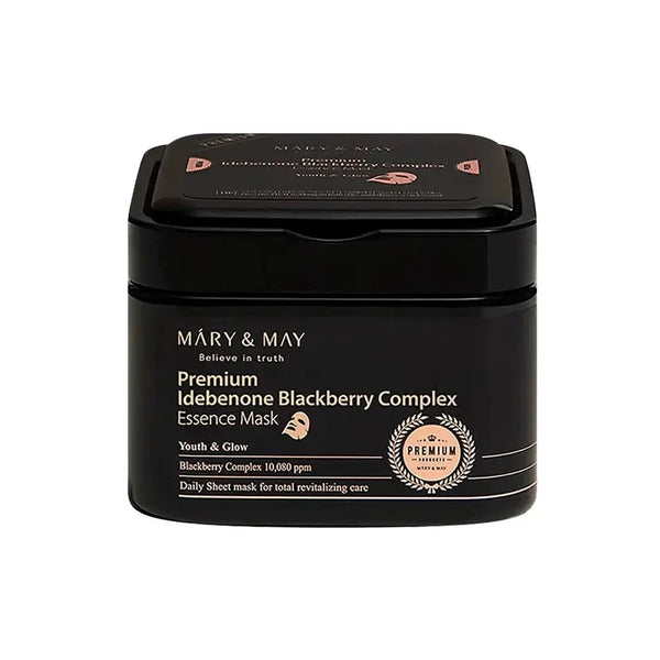 Antioksidanta masku komplekts ar idebenonu Mary&May Premium Idebenone Blackberry Complex Essence Mask