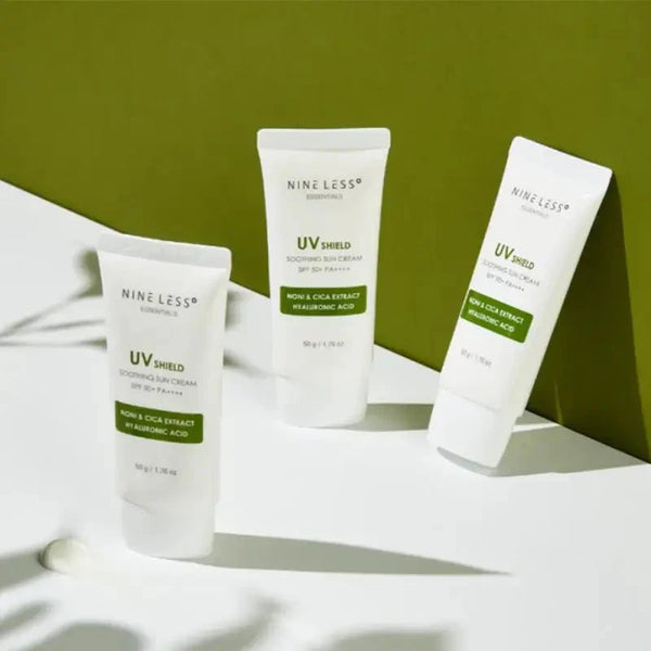 Vegānisks saules aizsargkrēms Nine Less Essentials UV Shield Soothing Sun Cream SPF 50+ PA++++