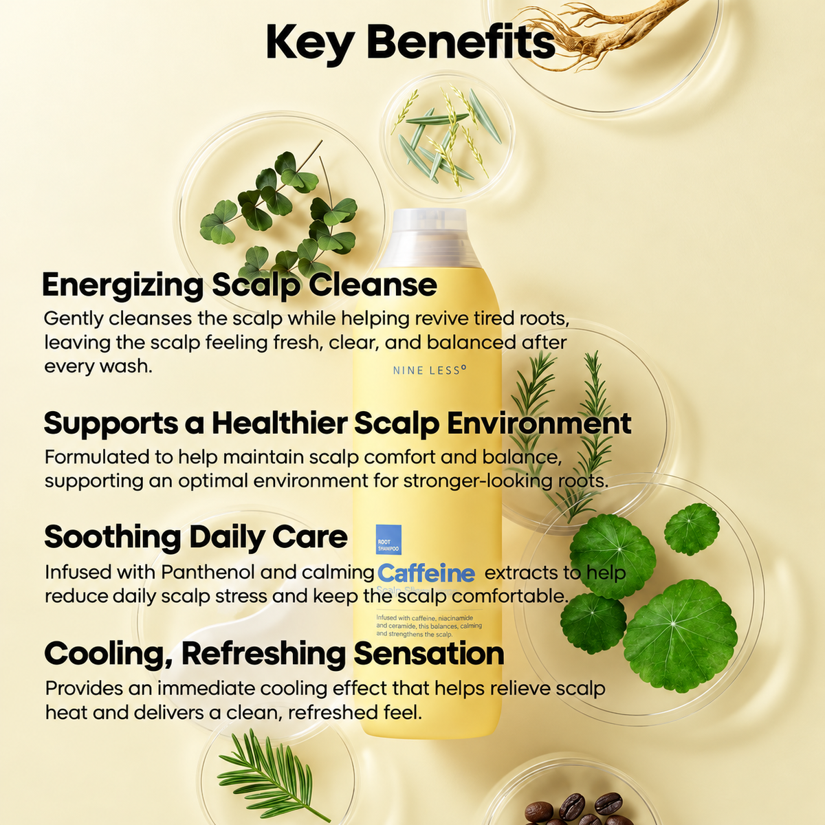 Nine Less Root-Biome Caffeine Scalp Shampoo