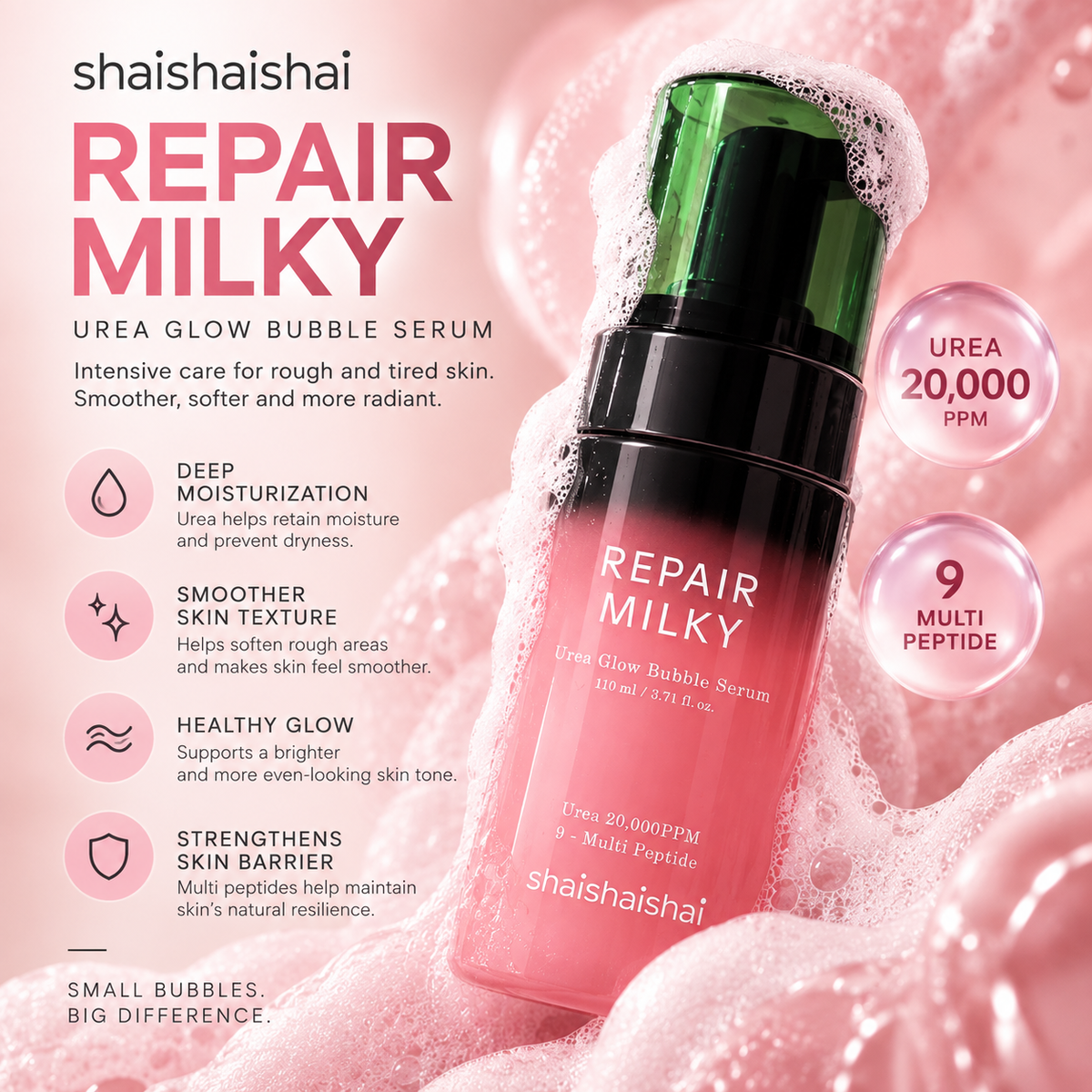 Shaishaishai Repair Milky Urea Glow Bubble Serum