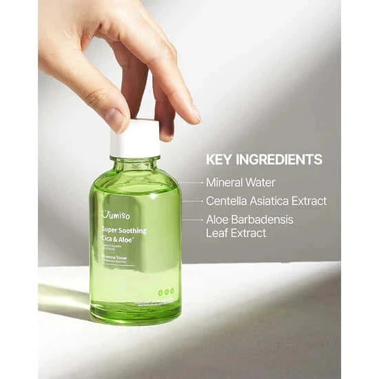 Toniks-esence ar nomierinošu iedarbību Jumiso Super Soothing Cica & Aloe Essence Toner