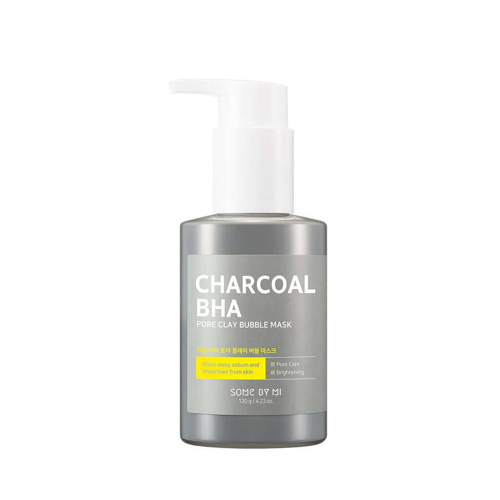 Skābekļa maska melno punktiņu novēršanai ar kokogli Some By Mi Charcoal BHA Pore Clay Bubble Mask
