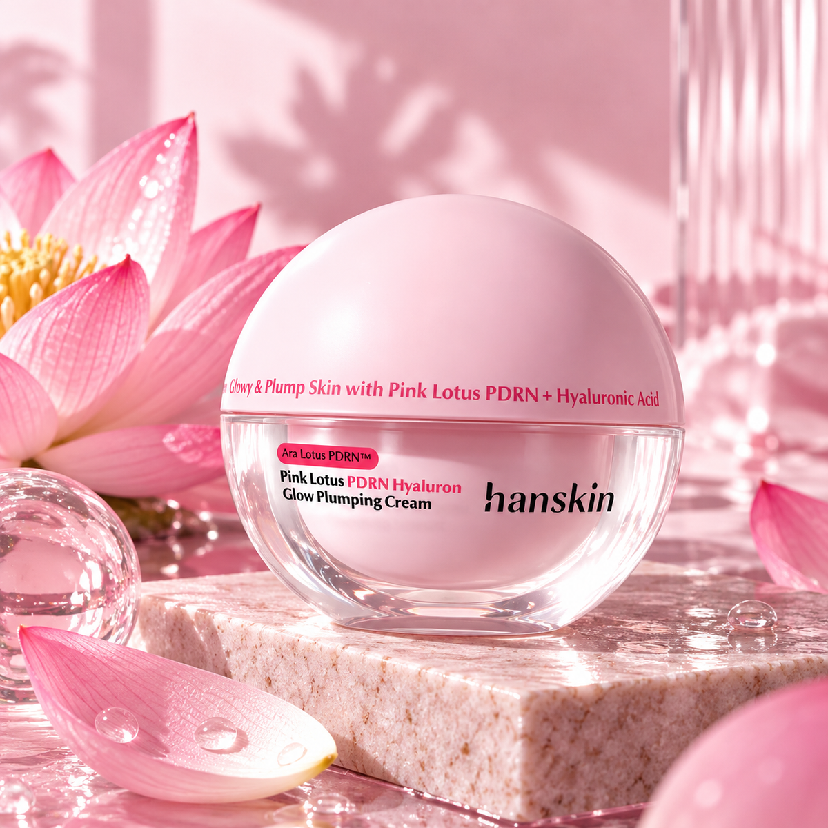 Hanskin Pink Lotus PDRN Hyaluron Glow Plumping Cream