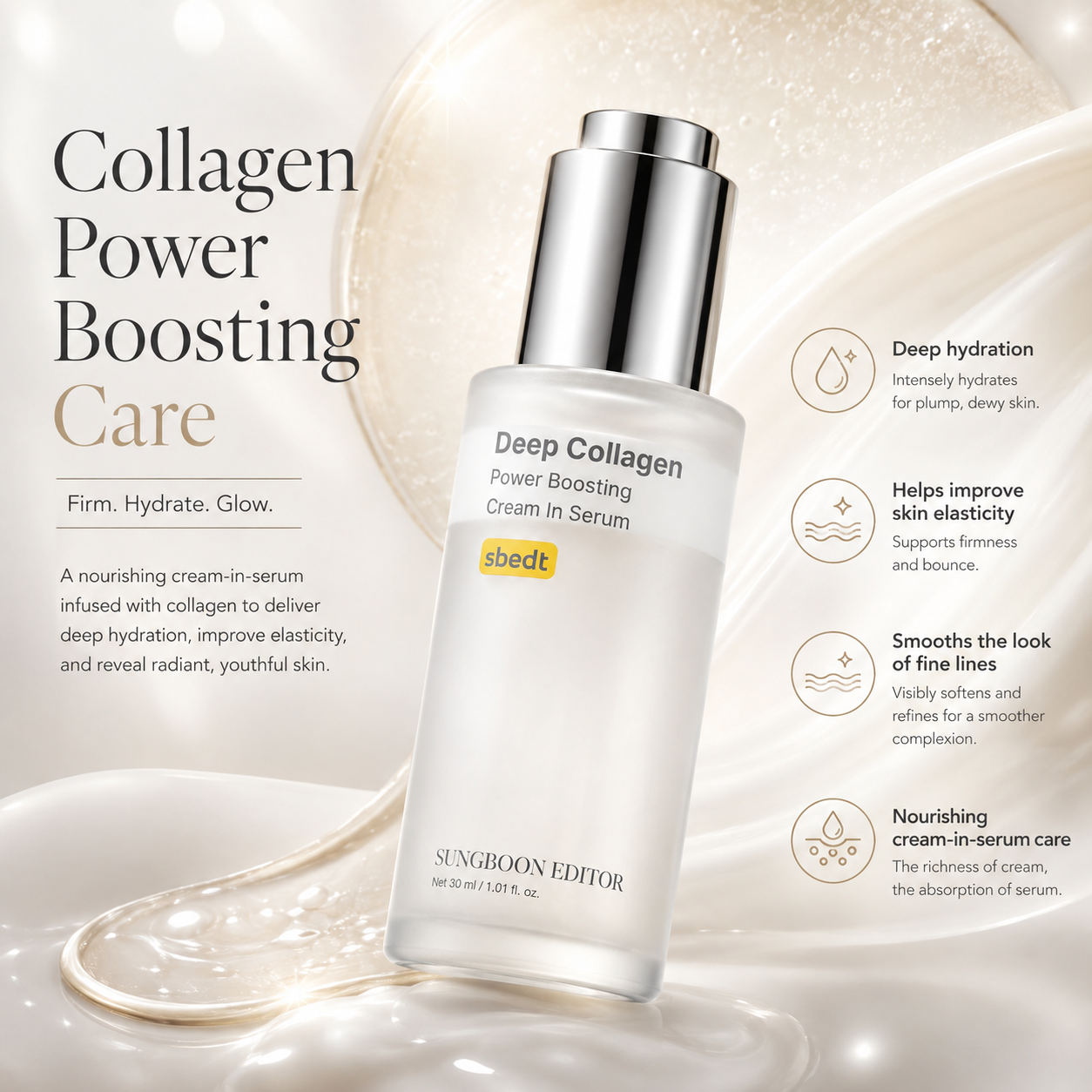 Sungboon Editor Deep Collagen Power Boosting Cream In Serum