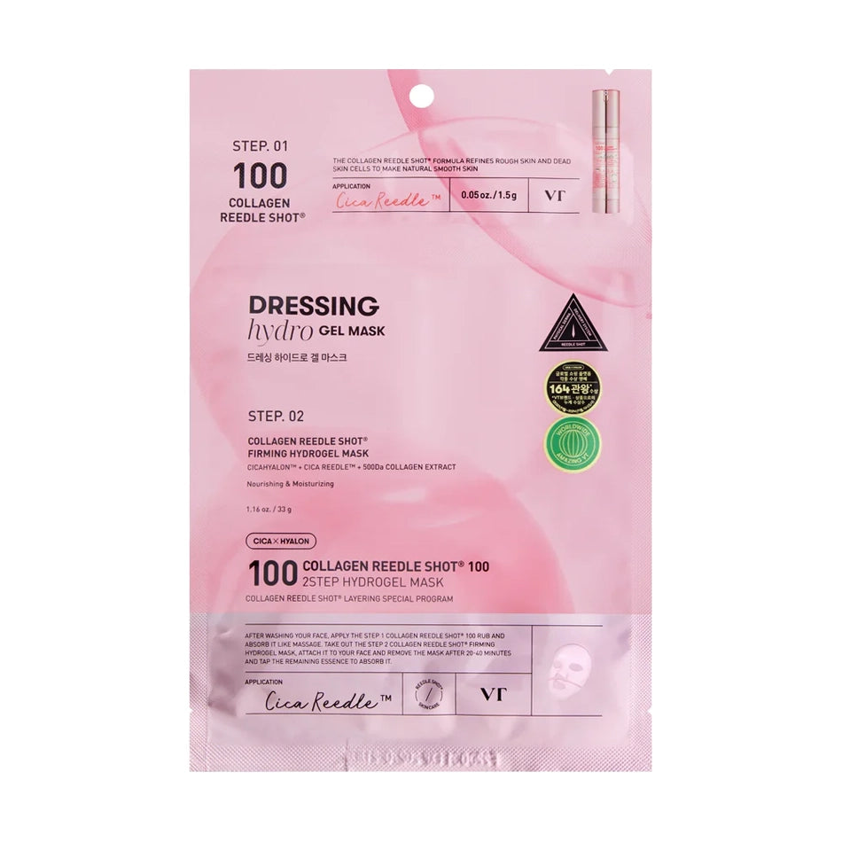 Divu tekstūru hidrogela maska ar kolagēnu VT Cosmetics Collagen Reedle Shot 100 2Step Hydrogel Mask