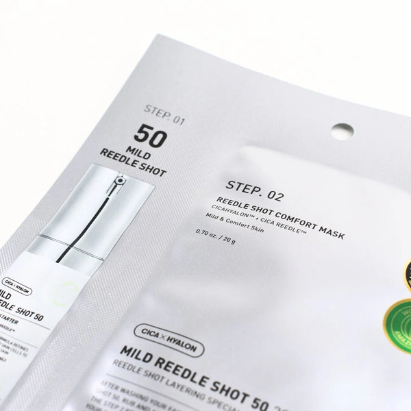 Maiga divu tekstūru maska ar mikroadatām VT Cosmetics Mild Reedle Shot 50 2 Step Mask